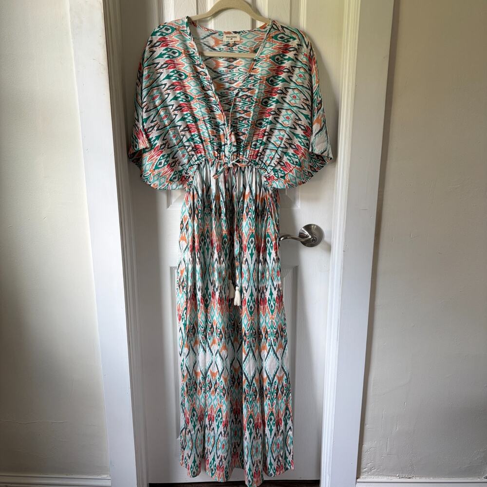 World Market IKAT Mira Kaftan Dress Size Small/Medium Short Sleeve